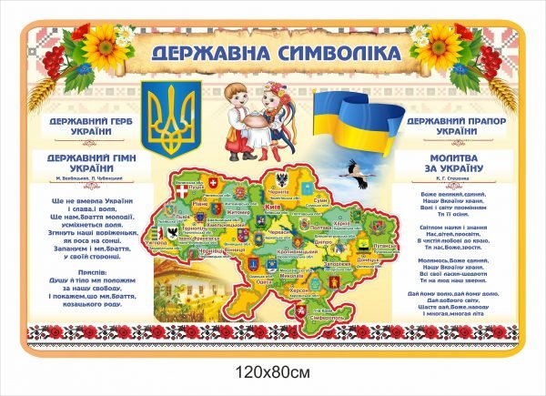 Стенд “Державна символіка з картою України”