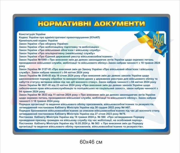 Стенд з військового обліку “Нормативні документи”