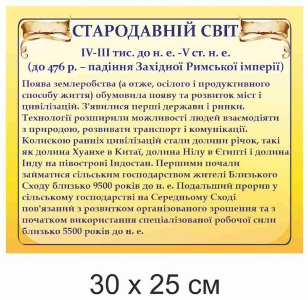 Стенд з всесвітньої історії “Стародавній світ”