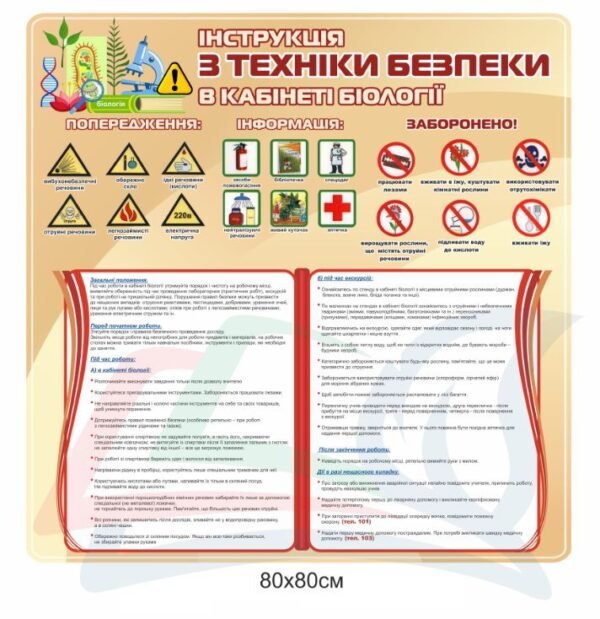 Стенд “Інструкція з техніки безпеки в класі біології”
