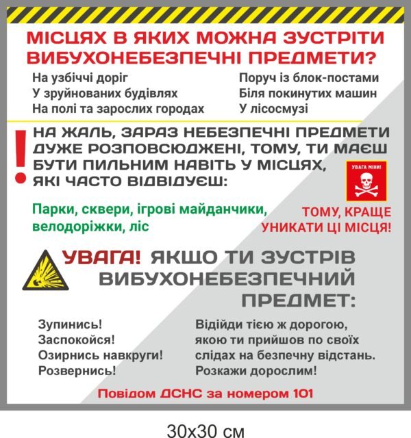Стенд для бомбосховища “Вибухонебезпечні предмети”