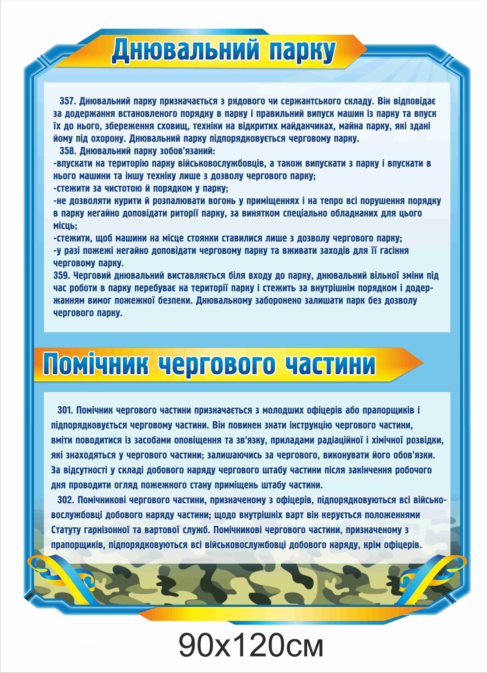 Стенд "Днювальний парку. Помічник чергового частини"